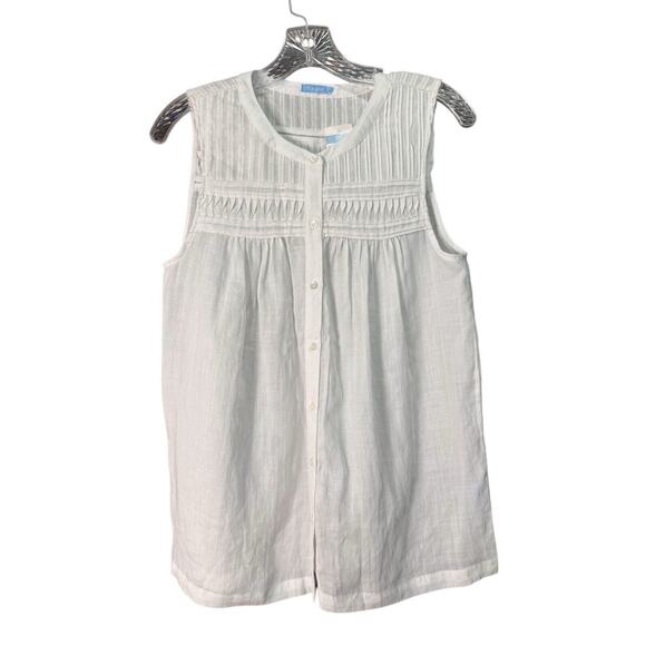 J. McLaughlin Womens Size Small White Avon Sleeveless Butt Up Pleated Shirt NEW - Picture 3 of 12